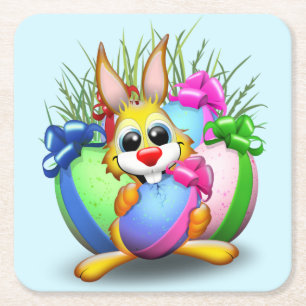 Osterhasen Witzig und Süße Figur Bitten an Eg Rechteckiger Pappuntersetzer