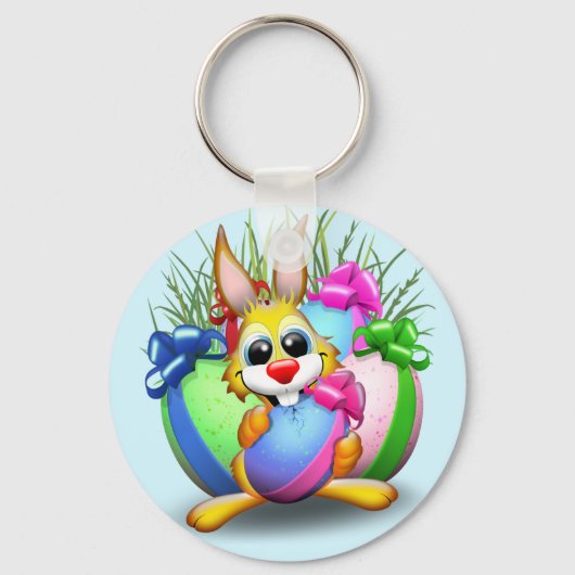 Osterhasen Witzig und Süße Figur Bitten an Eg Schlüsselanhänger (Vorderseite)