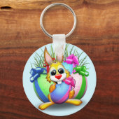 Osterhasen Witzig und Süße Figur Bitten an Eg Schlüsselanhänger (Vorderseite)