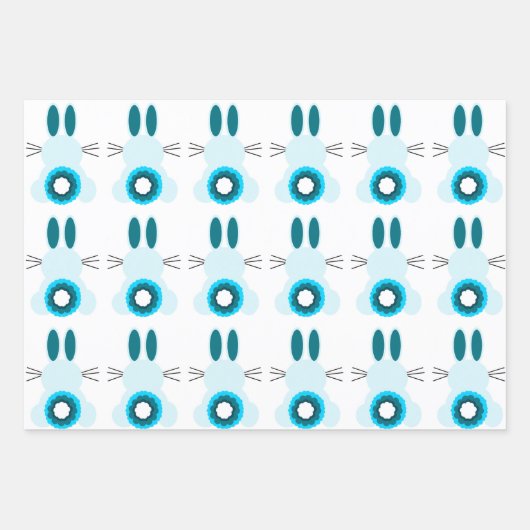 Osterhasen-Wrapping-Papier-Flachblatt-Set 3 Geschenkpapier Set (Vorderseite 2)