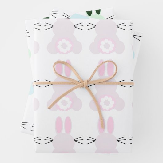 Osterhasen-Wrapping-Papier-Flachblatt-Set 3 Geschenkpapier Set (Beispiel)