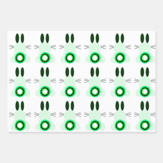 Osterhasen-Wrapping-Papier-Flachblatt-Set 3 Geschenkpapier Set (Vorderseite 3)