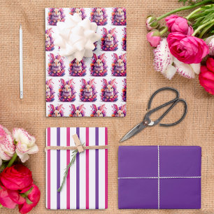 Osterhasen-Wrapping-Papier-Flachblatt-Set 3 Geschenkpapier Set