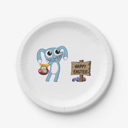 Osterhasen wünscht Frohe Ostern Pappteller (Vorderseite)