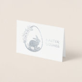 Osterhasen wünscht Silber Folienkarte (Vorderseite)