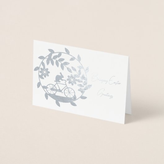 Osterhasen wünscht Silber Folienkarte (Vorderseite)