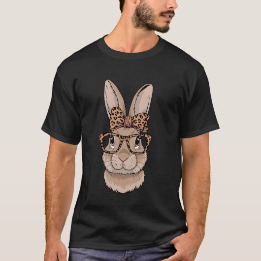 Osterhasenbrille Leopard Oster T-Shirt (Vorderseite)
