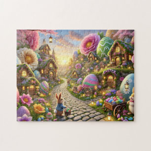 Osterhasendorf Whimsical Frühlings Szene Puzzle