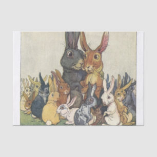 Osterhasenfamilie im Vintage-Stil Seidenpapier