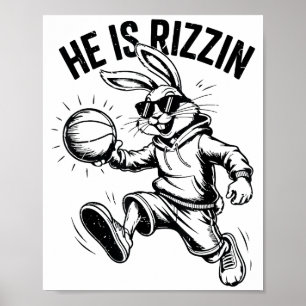 Osterhasengesicht Sonnenbrille Jungen Basketball E Poster