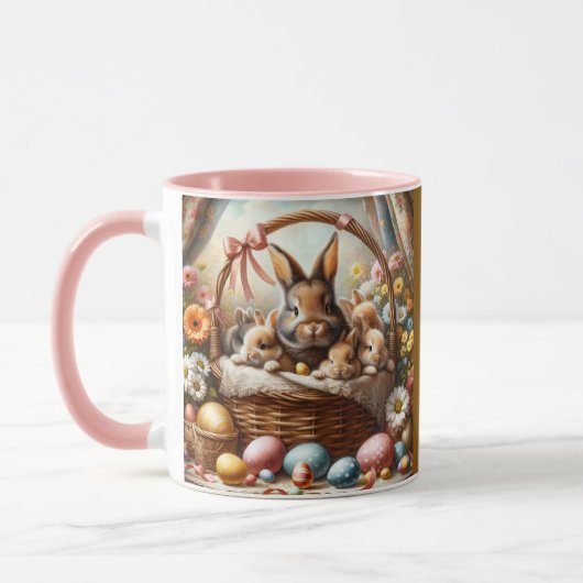 Osterhasenkorb Süßer Frühlingshase Tasse (Links)