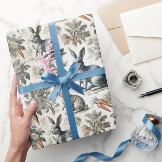 Osterhasenpapier - Weiß und Grau weich Geschenkpapier (Schenken)