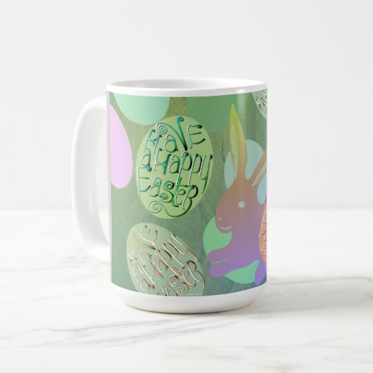 Osterhaser Eier "Happy Oaster" Kaffeetasse (Vorderseite Links)