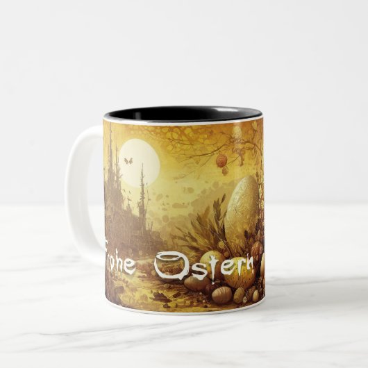 Osterhoffnung in einer apokalyptischen Welt Zweifarbige Tasse (Vorderseite Links)