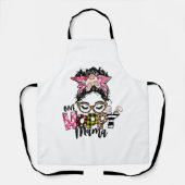 Osterhoppe Mama Messy Bun Mama Bunny Leopard Schürze (Vorderseite)