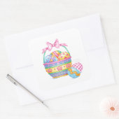 OsterHübscher Korbkleber Quadratischer Aufkleber (Umschlag)