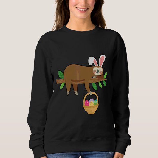 Osterhügel mit Osterhasen Kaninchenschwarm-Korb Sweatshirt (Vorderseite)