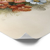 Osterhuhn Hahn Blumen Druckbar, Vintage Poster (Ecke)