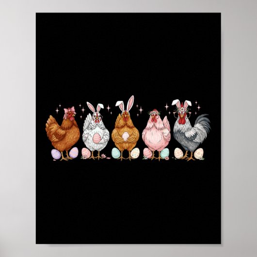 Osterhuhn Hasen Ohren Hahn Geflügel Bauer Poster (Vorne)