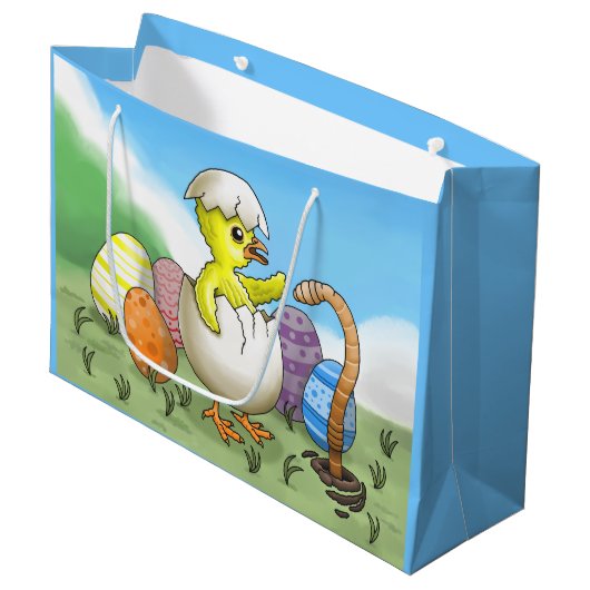 Osterhühnchen Große Geschenktüte (Vorderseite Schrägansicht)