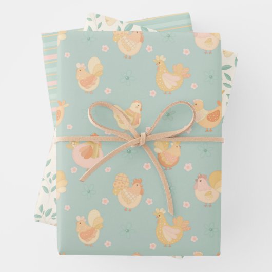 Osterhühnchen & Karotten-Geschenkwrake Geschenkpapier Set (Beispiel)