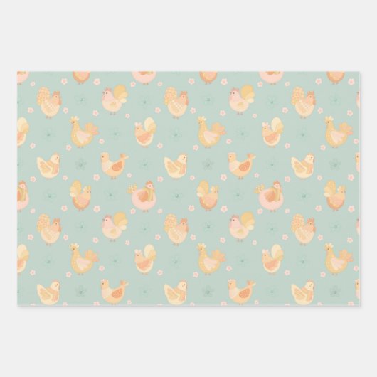 Osterhühnchen & Karotten-Geschenkwrake Geschenkpapier Set (Vorderseite)