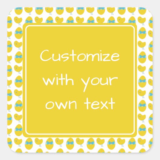 Osterhühnchen und Ei-Text Quadratischer Aufkleber (Vorderseite)