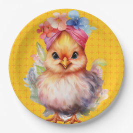 Osterhühner Gelb 1 Pappteller