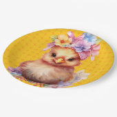 Osterhühner Gelb 1 Pappteller (Schrägansicht)