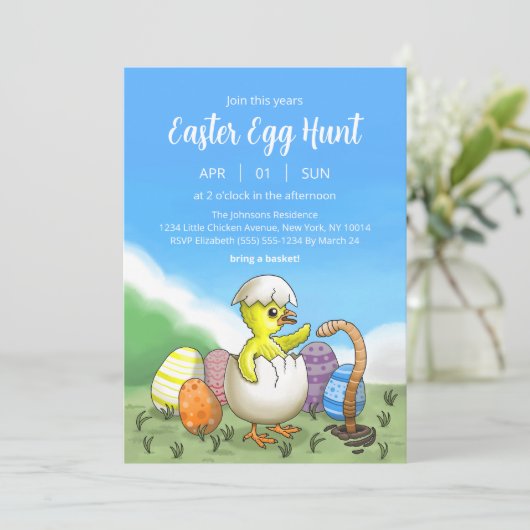 Osterhühnerjagd Einladung (Stehend Vorderseite)