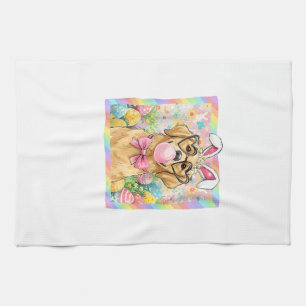 Osterhund-Hasenohren Lustiger Golden Retriever Ost Geschirrtuch