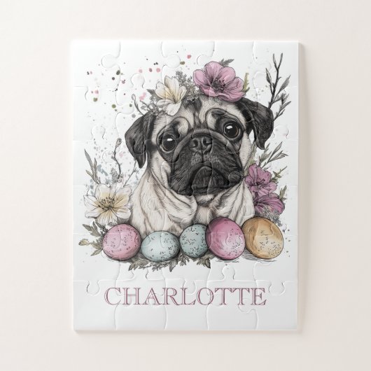 Osterhund niedlicher Mops Puzzle (Vertikal)