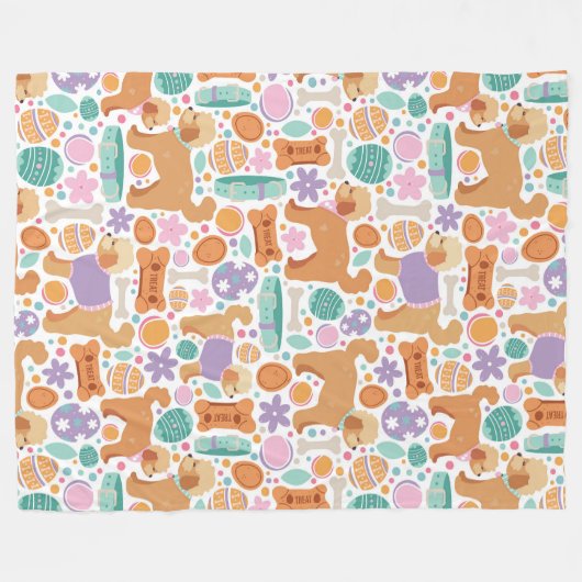Osterhunde und Leckereien Muster Fleecedecke (Vorderseite (Horizontal))