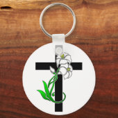 Osterilien und Kreuz Schlüsselanhänger (Vorderseite)