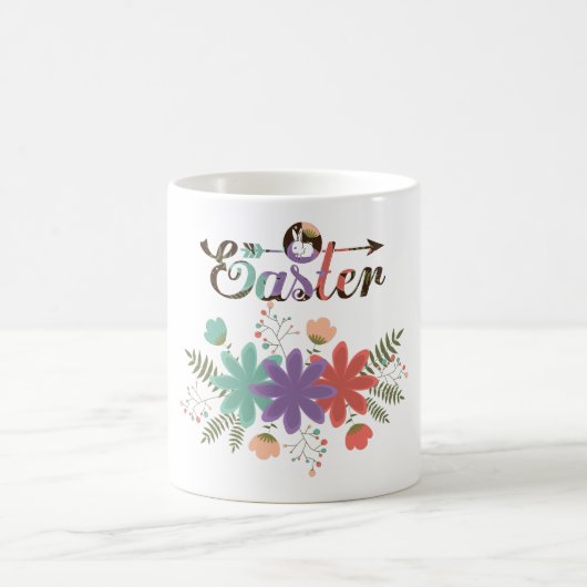 Osterillustration mit Blumen Kaffeetasse (Mittel)