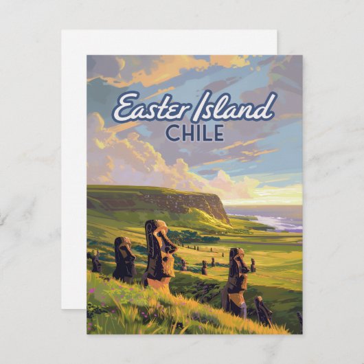 Osterinsel Chile Moai Rapa Nui Polynesia Karte (Vorne/Hinten)