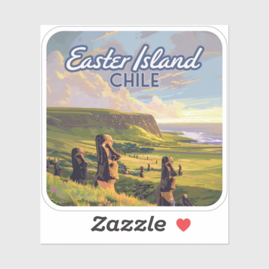 Osterinsel Chile Moai Rapa Nui Polynesia Retro Aufkleber (Blatt)