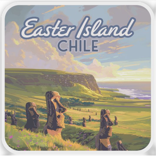 Osterinsel Chile Moai Rapa Nui Polynesia Retro Aufkleber (Vorderseite)
