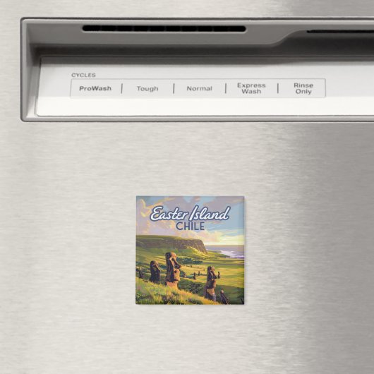 Osterinsel Chile Moai Rapa Nui Polynesia Retro Magnet (In Situ (Geschirrspüler))