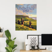 Osterinsel Chile Moai Rapa Nui Polynesia Retro Poster (Heimbüro)