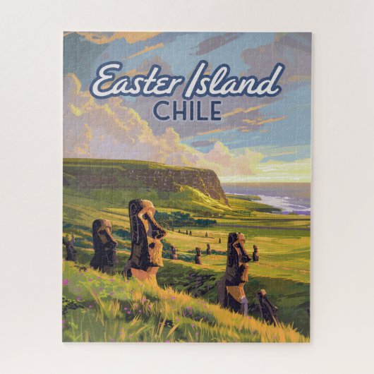Osterinsel Chile Moai Rapa Nui Polynesia Retro Puzzle (Vertikal)