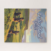 Osterinsel Chile Moai Rapa Nui Polynesia Retro Puzzle (Horizontal)