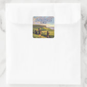 Osterinsel Chile Moai Rapa Nui Polynesia Retro Quadratischer Aufkleber (Tasche)