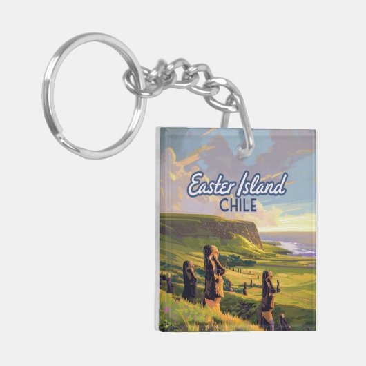 Osterinsel Chile Moai Rapa Nui Polynesia Retro Schlüsselanhänger (Vorderseite links)