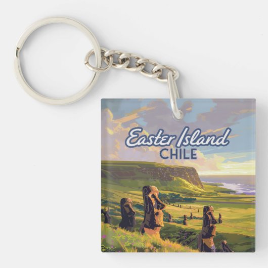 Osterinsel Chile Moai Rapa Nui Polynesia Retro Schlüsselanhänger (Vorderseite)
