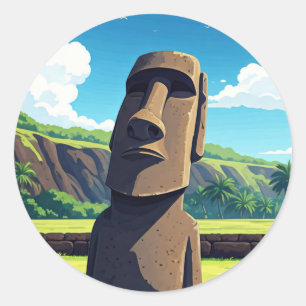 Osterinsel Chile Moai Reisen Runder Aufkleber