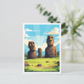 Osterinsel Chile Vintage Reise - Illustration Postkarte (Stehend Vorderseite)