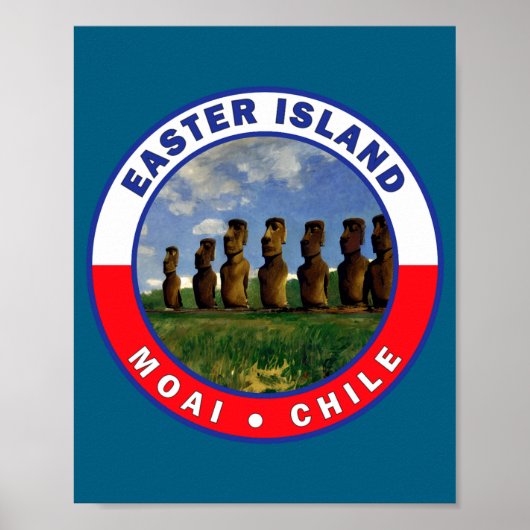 Osterinsel Chile Wasserfarben T-Shirt Poster (Vorne)