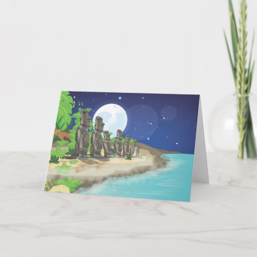 Osterinsel Moai Feiertagskarte (Vorderseite)
