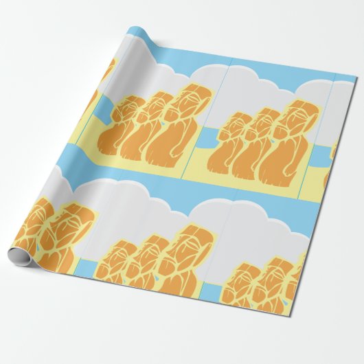 Osterinsel Moai Heads Historisches Wrapping Paper Geschenkpapier (Ungerollt)